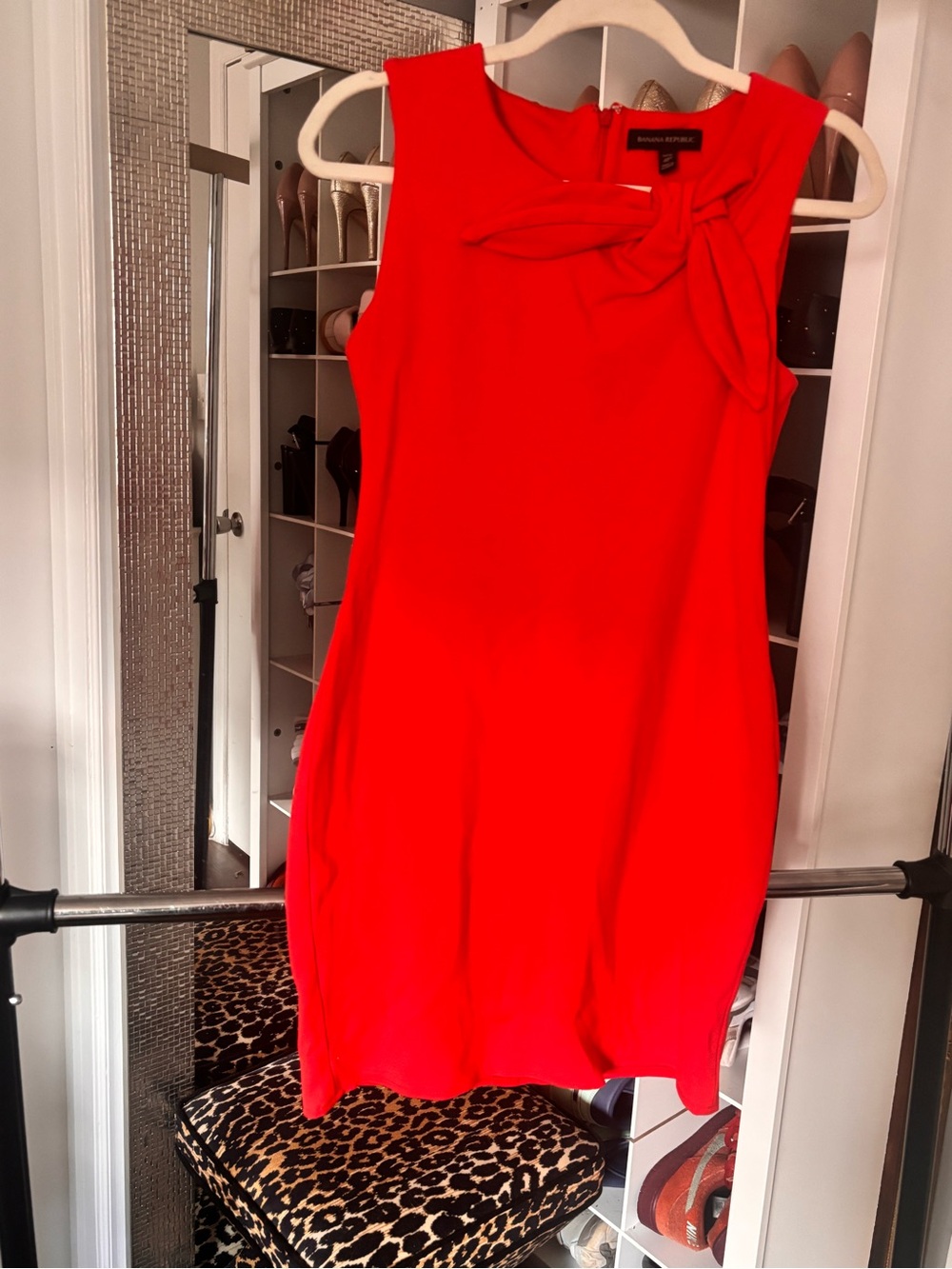 Banana Republic Bright orange Sleeveless Bow-Accent Mini Dress